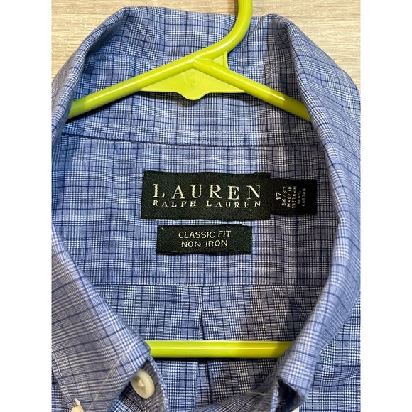 Lauren Ralph Lauren Men’s Button Up Shirt Long Sleeve Blue Classic Fit 17 36/37 - Picture 3 of 6